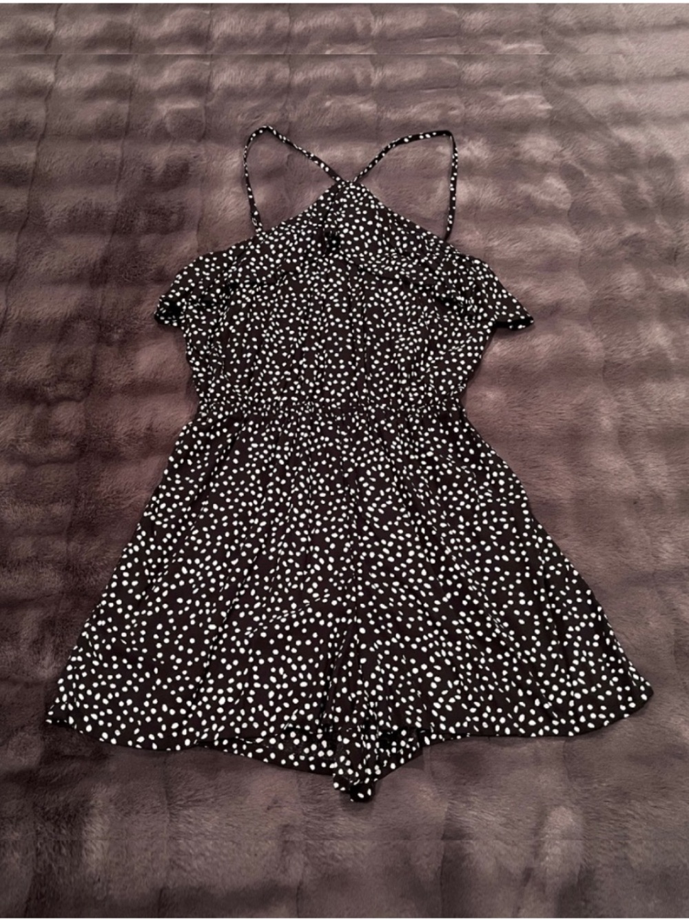 Black & White Romper with Ruffle Accent - Size: 6